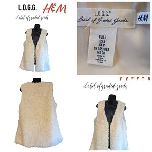 L.O.G.G. H & M IVORY FAUX FUR VEST
